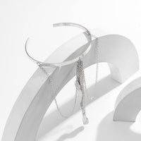 Thumbnail for Minimalist Layered Leaf Tassel Arm Cuff - ArtGalleryZen