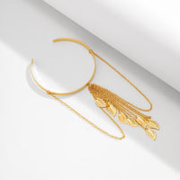 Thumbnail for Minimalist Layered Leaf Tassel Arm Cuff - ArtGalleryZen
