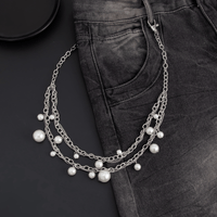 Thumbnail for MInimalist Layered Pearl Charm Curb Trouser Chain - ArtGalleryZen