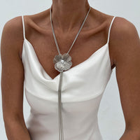 Thumbnail for Minimalist Pearl Flower Charm Long Tassel Chain Y Necklace - ArtGalleryZen