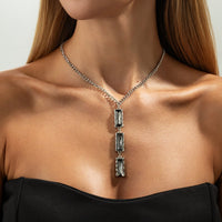 Thumbnail for Minimalist Rhinestone Charm Curb Chain Y Necklace - ArtGalleryZen