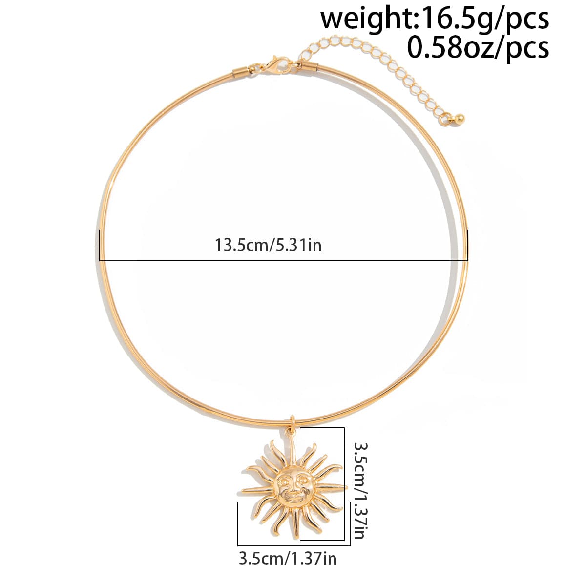 Minimalist Sun Face Pendant Collar Necklace - ArtGalleryZen