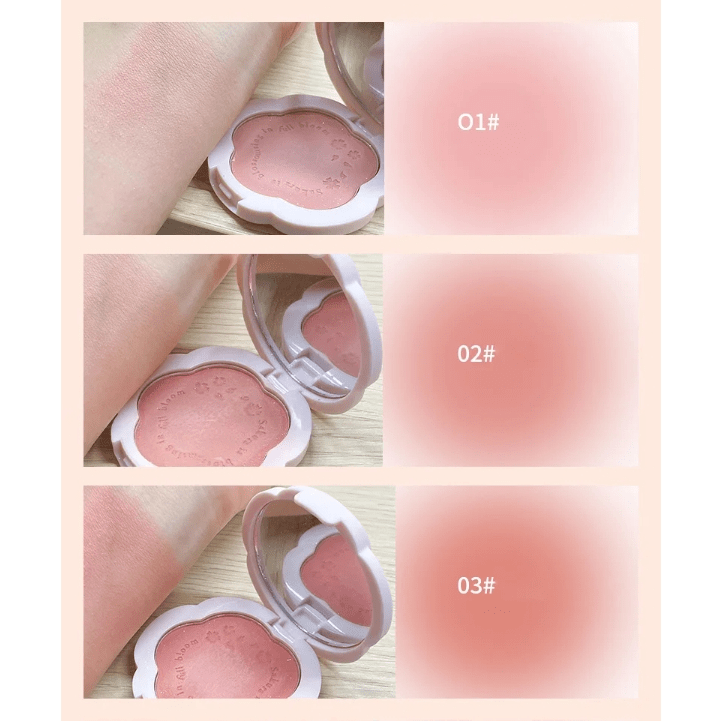 Monochrome Flower Shimmer Powder Blusher - ArtGalleryZen