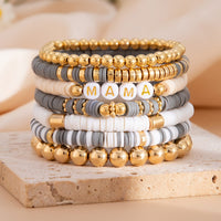Thumbnail for Mother's Day Theme 7pcs Heart Letter Polymer Clay Beaded Bracelet Set - ArtGalleryZen