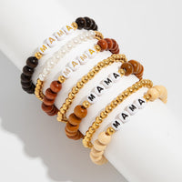 Thumbnail for Mother's Day Theme 7pcs Letter Wood Beaded Bracelet Set - ArtGalleryZen