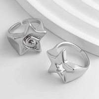 Thumbnail for Newly 2Pcs Hollow Star Spiral Open Ring Set - ArtGalleryZen