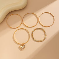 Thumbnail for Newly 5pcs Heart Pendant Ball Chain Bangle Bracelet Set - ArtGalleryZen