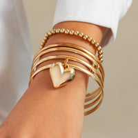 Thumbnail for Newly 5pcs Heart Pendant Ball Chain Bangle Bracelet Set - ArtGalleryZen