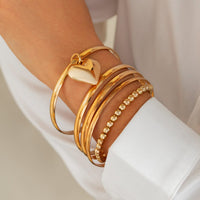 Thumbnail for Newly 5pcs Heart Pendant Ball Chain Bangle Bracelet Set - ArtGalleryZen