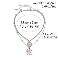 Thumbnail for Newly Double Layered Rabbit Pattern Heart Pendant Ball Chain Necklace Set - ArtGalleryZen