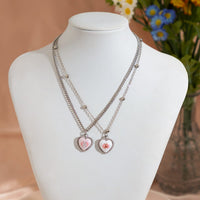 Thumbnail for Newly Double Layered Rabbit Pattern Heart Pendant Ball Chain Necklace Set - ArtGalleryZen