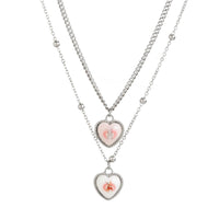 Thumbnail for Newly Double Layered Rabbit Pattern Heart Pendant Ball Chain Necklace Set - ArtGalleryZen