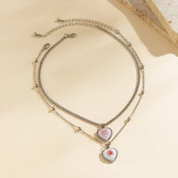 Thumbnail for Newly Double Layered Rabbit Pattern Heart Pendant Ball Chain Necklace Set - ArtGalleryZen