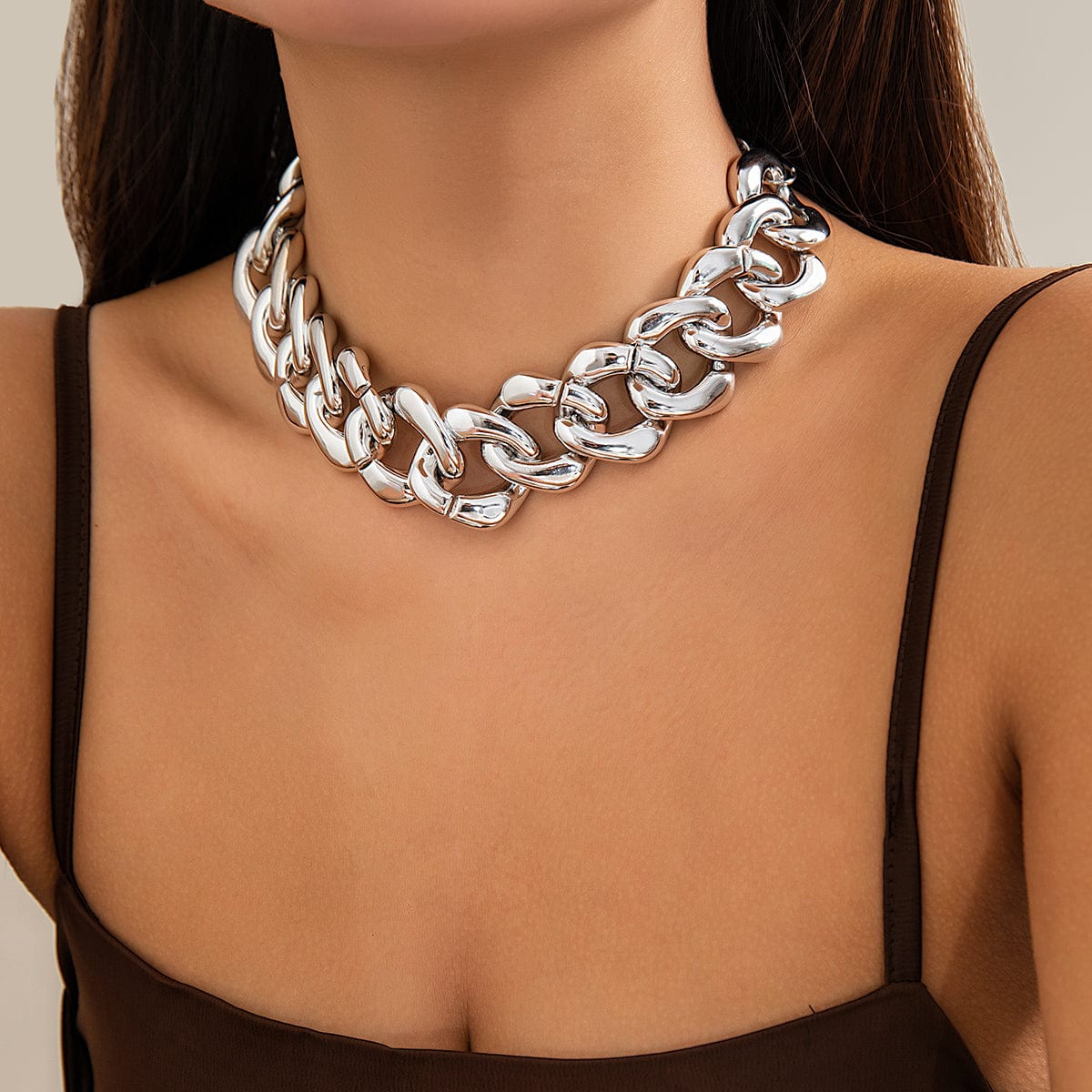 Newly Gold Silver Plated Curb Chain Choker Necklace - ArtGalleryZen