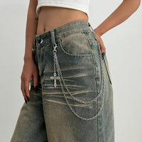 Thumbnail for Newly Layered Relief Cross Pendant Trouser Chain - ArtGalleryZen