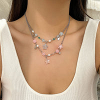 Thumbnail for Newly Two Tone Layered Star Pendant Pearl Necklace - ArtGalleryZen