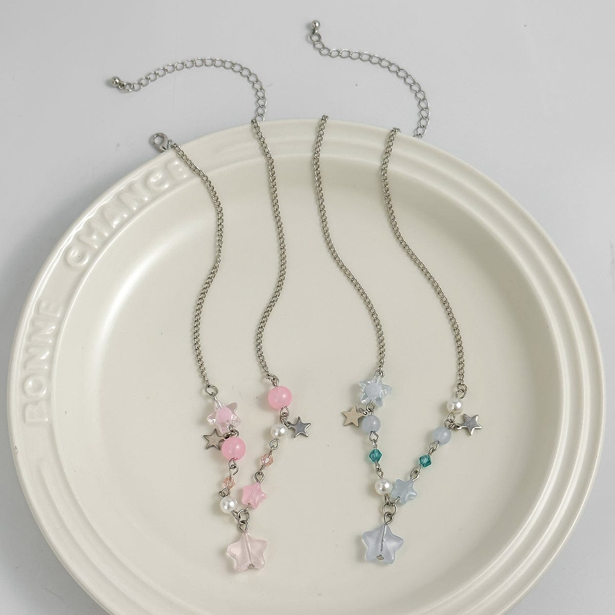 Newly Two Tone Layered Star Pendant Pearl Necklace - ArtGalleryZen