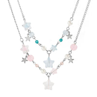 Thumbnail for Newly Two Tone Layered Star Pendant Pearl Necklace - ArtGalleryZen