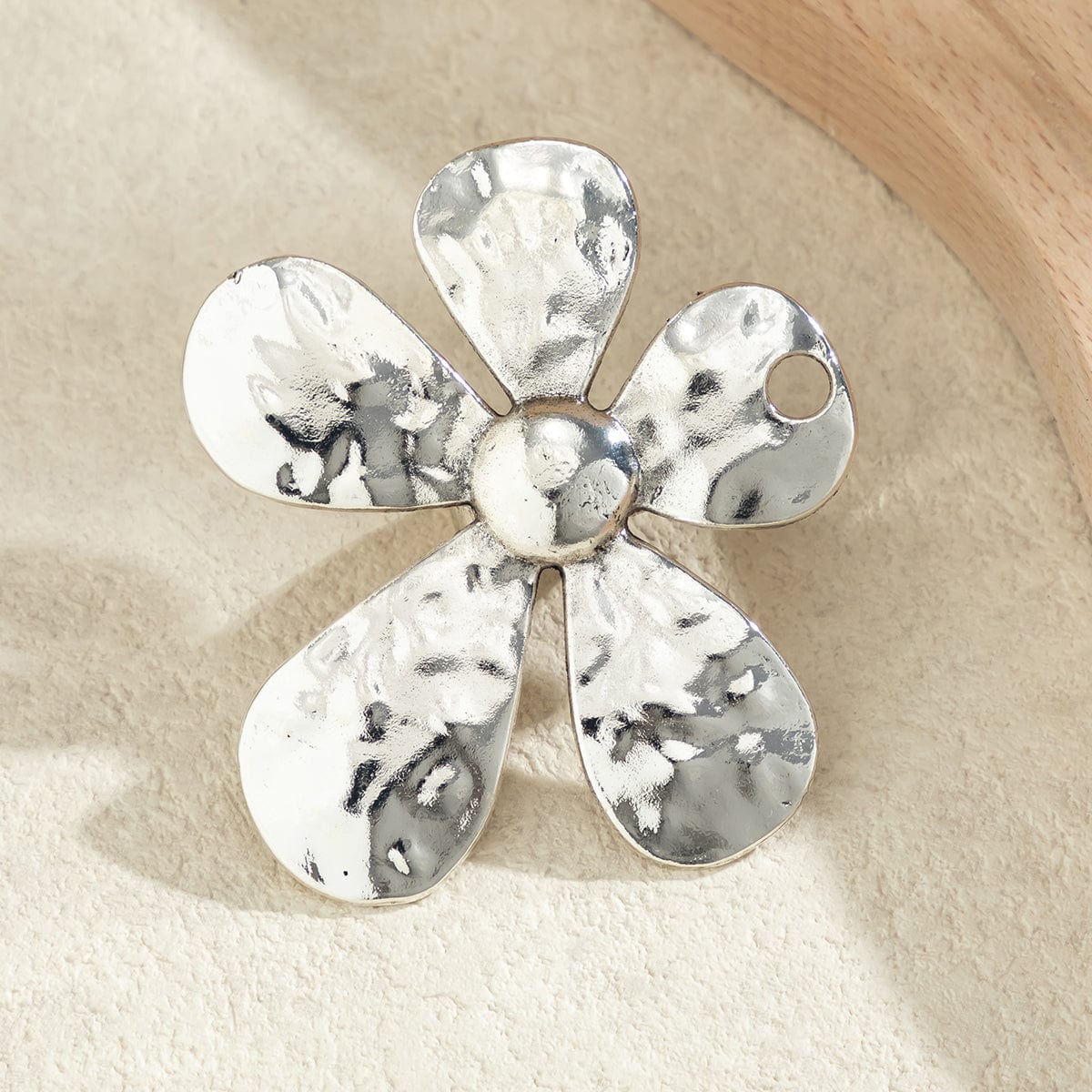 Newly Silver Tone Five-Pedal Flower Open Ring - ArtGalleryZen
