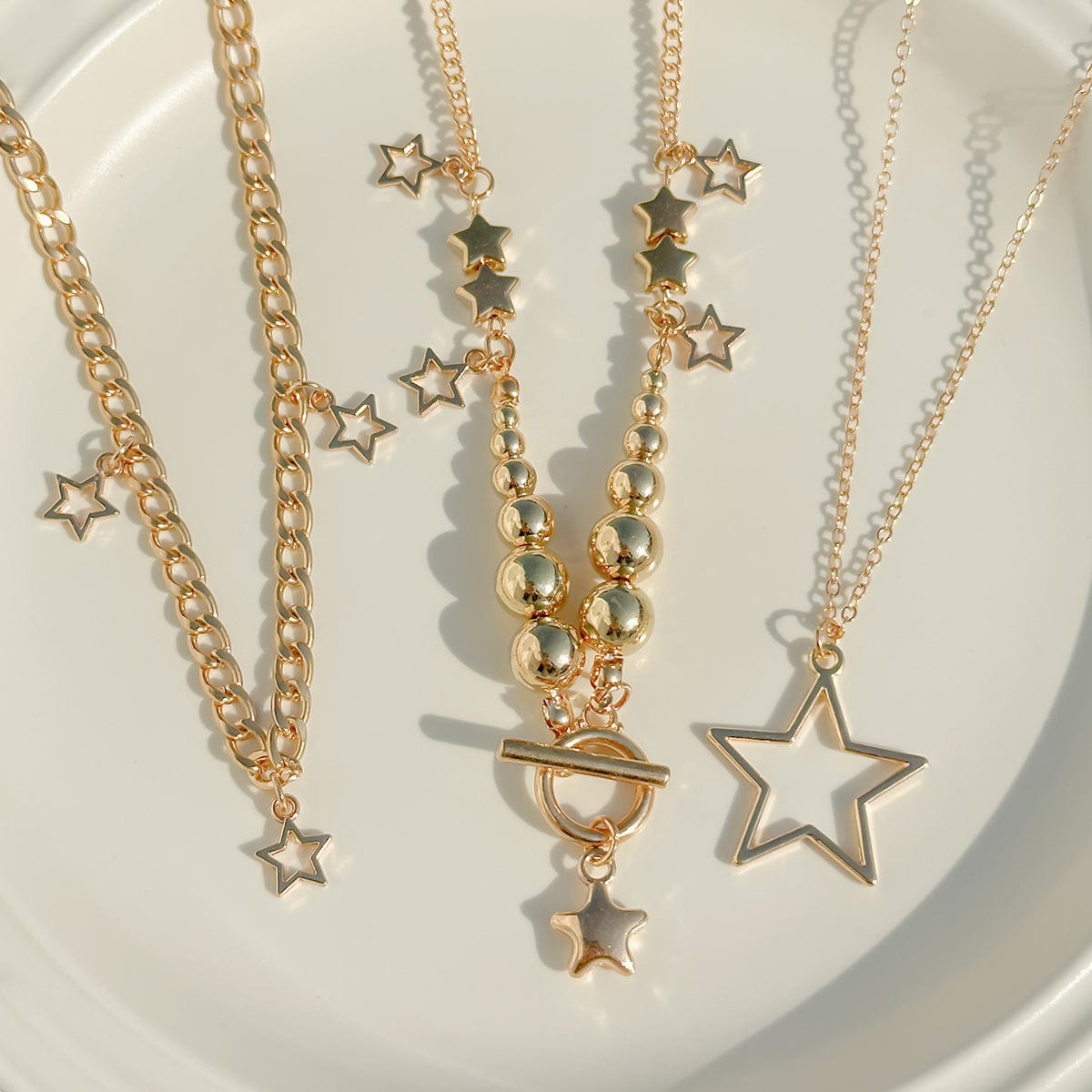 Noble Layered Tassel Starry Pendant Necklace Set - ArtGalleryZen