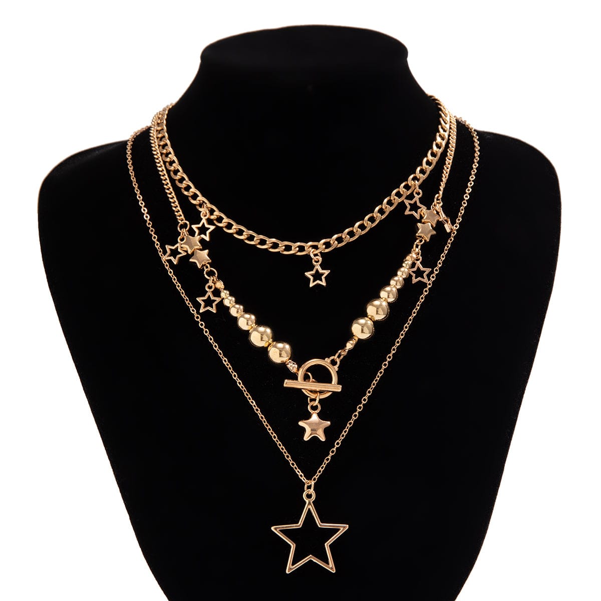 Noble Layered Tassel Starry Pendant Necklace Set - ArtGalleryZen