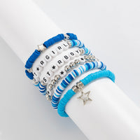 Thumbnail for Ocean Blue Polymer Clay Beaded Bracelet Set Star Letter Charm - ArtGalleryZen