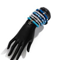 Thumbnail for Ocean Blue Polymer Clay Beaded Bracelet Set Star Letter Charm - ArtGalleryZen