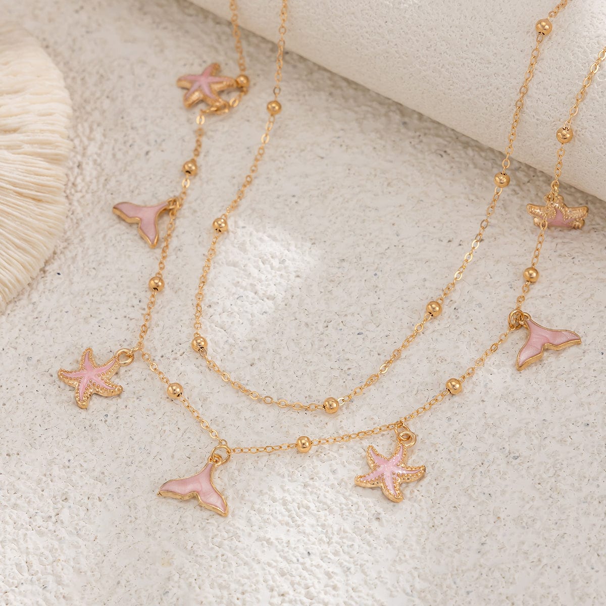 Ocean Style 2pcs Enamel Starfish Mermaid Pendant Waist Chain Set - ArtGalleryZen