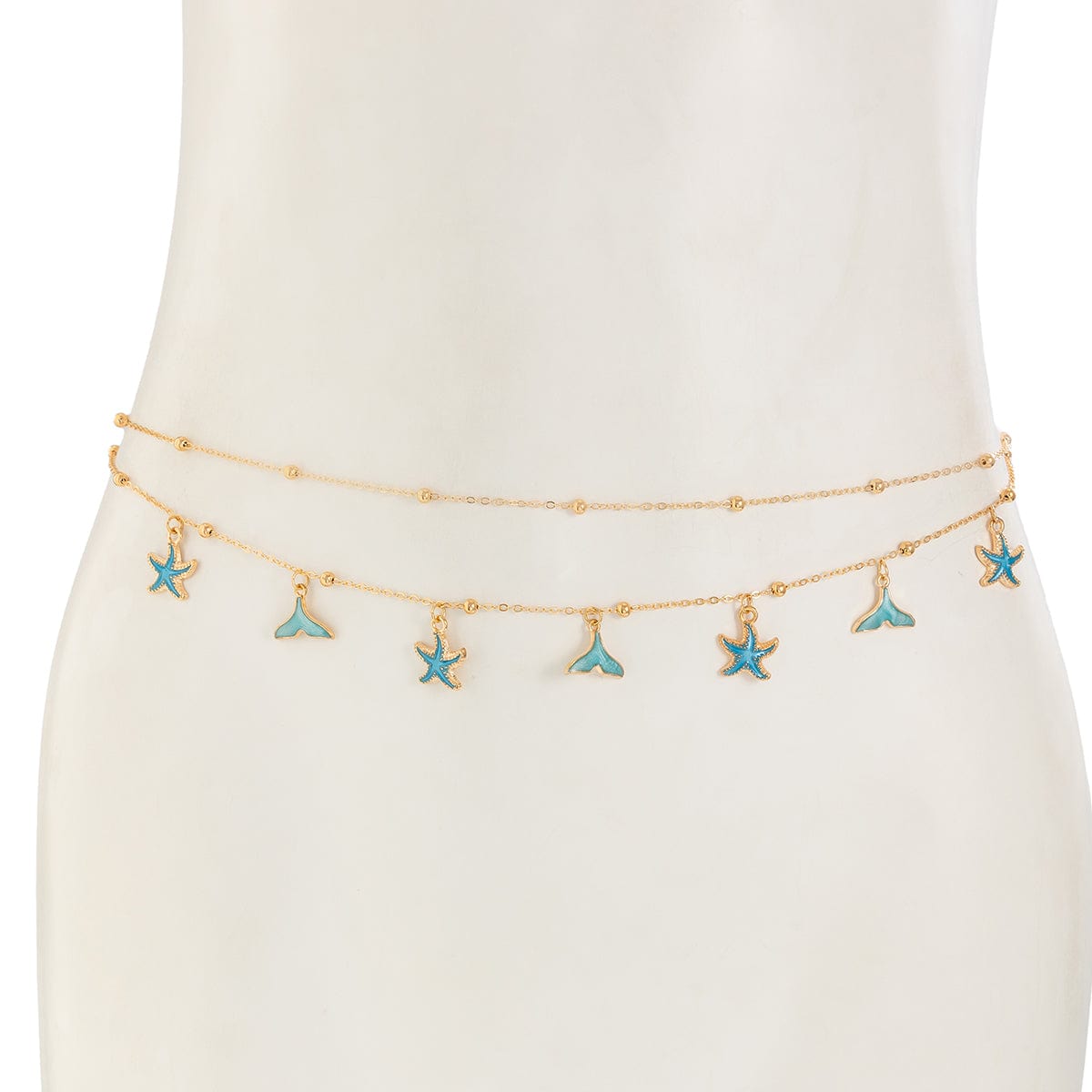 Ocean Style 2pcs Enamel Starfish Mermaid Pendant Waist Chain Set - ArtGalleryZen