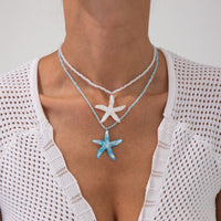 Thumbnail for Ocean Style 2pcs Starfish Pendant Seed Bead Necklace Set - ArtGalleryZen