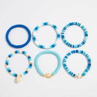 Thumbnail for Ocean Style 6pcs Conch Turtle Starfish Polymer Clay Letter Beaded Bracelet Set - ArtGalleryZen