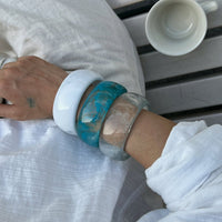 Thumbnail for Ocean Style Blue Resin Bangle Bracelet - ArtGalleryZen