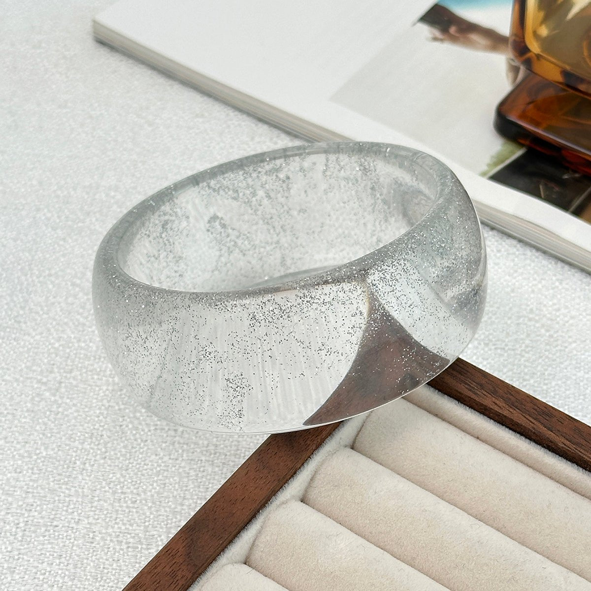 Ocean Style Blue Resin Bangle Bracelet - ArtGalleryZen
