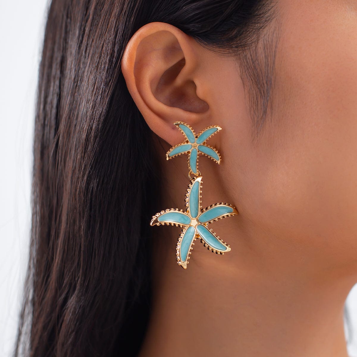 Ocean Style Enamel Starfish Dangle Earrings - ArtGalleryZen