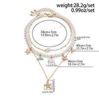 Thumbnail for Ocean Style Layered Enamel Starfish Mermaid Pendant Pearl Chain Necklace Set - ArtGalleryZen