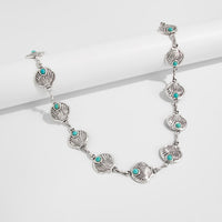 Thumbnail for Ocean Style Silver Tone Turquoise Inlaid Shell Waist Chain - ArtGalleryZen