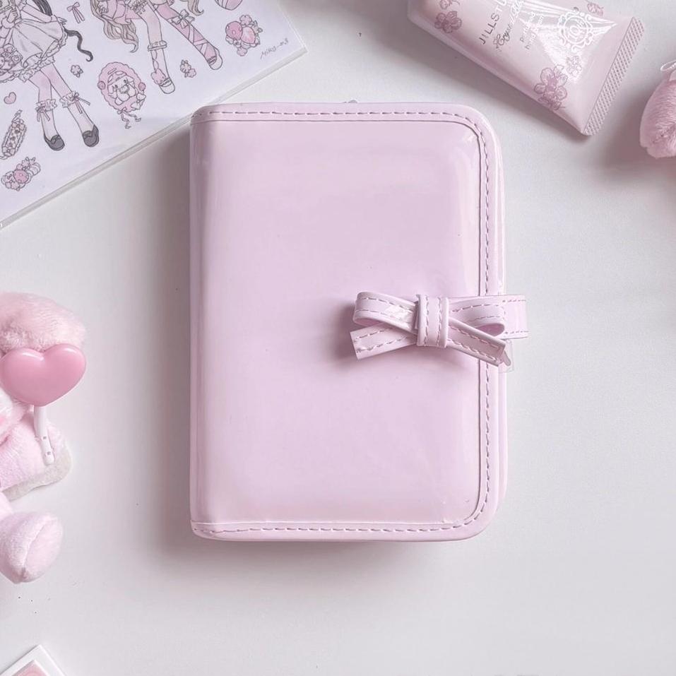 Pink Bowknot PU Leather A7 Binder Cover - ArtGalleryZen