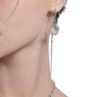 Thumbnail for Pink Crystal Moon Star Long Chain Dangle Hoop Earrings - ArtGalleryZen