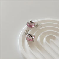 Thumbnail for Pink Crystal Star Heart Dangle Earrings - ArtGalleryZen