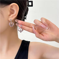 Thumbnail for Pink Crystal Star Heart Dangle Earrings - ArtGalleryZen