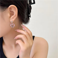 Thumbnail for Pink Crystal Star Heart Dangle Earrings - ArtGalleryZen