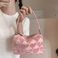 Thumbnail for Pink Heart Velvet Tote Bag - ArtGalleryZen