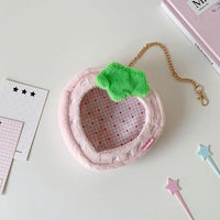 Thumbnail for Plush Fruit Doll Clear Display Keychain Bag Kawaii Strawberry Apple - ArtGalleryZen