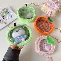 Thumbnail for Plush Fruit Doll Clear Display Keychain Bag Kawaii Strawberry Apple - ArtGalleryZen