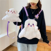 Thumbnail for Plush Ghost Backpack Crossbody Bag - ArtGalleryZen