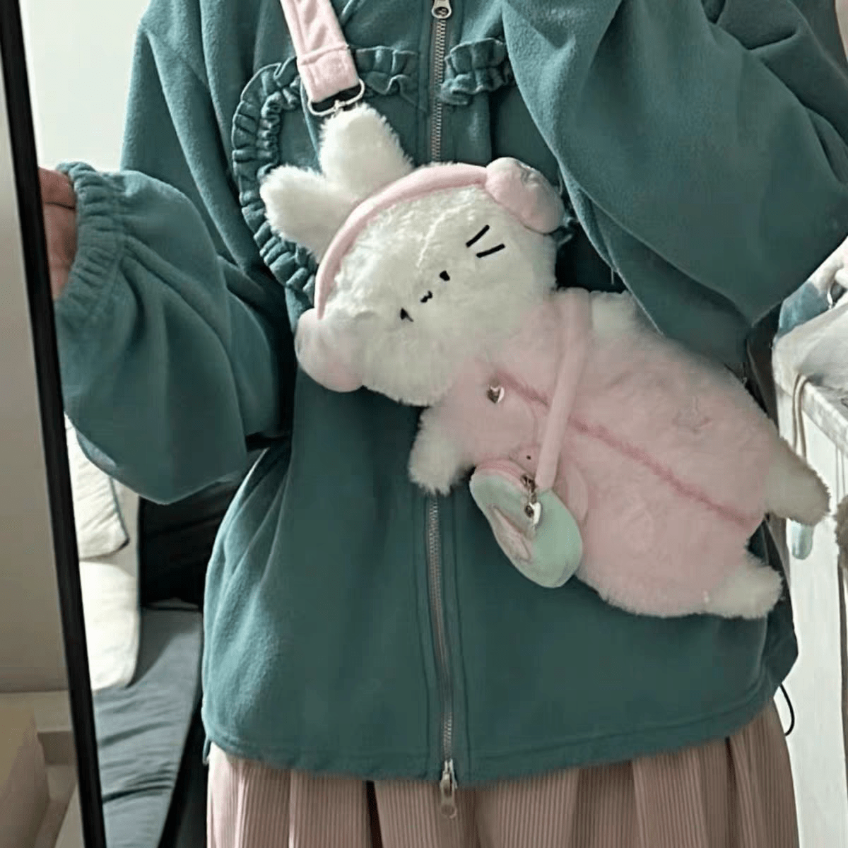Plush Ribbit Cat Crossbody Bag - ArtGalleryZen