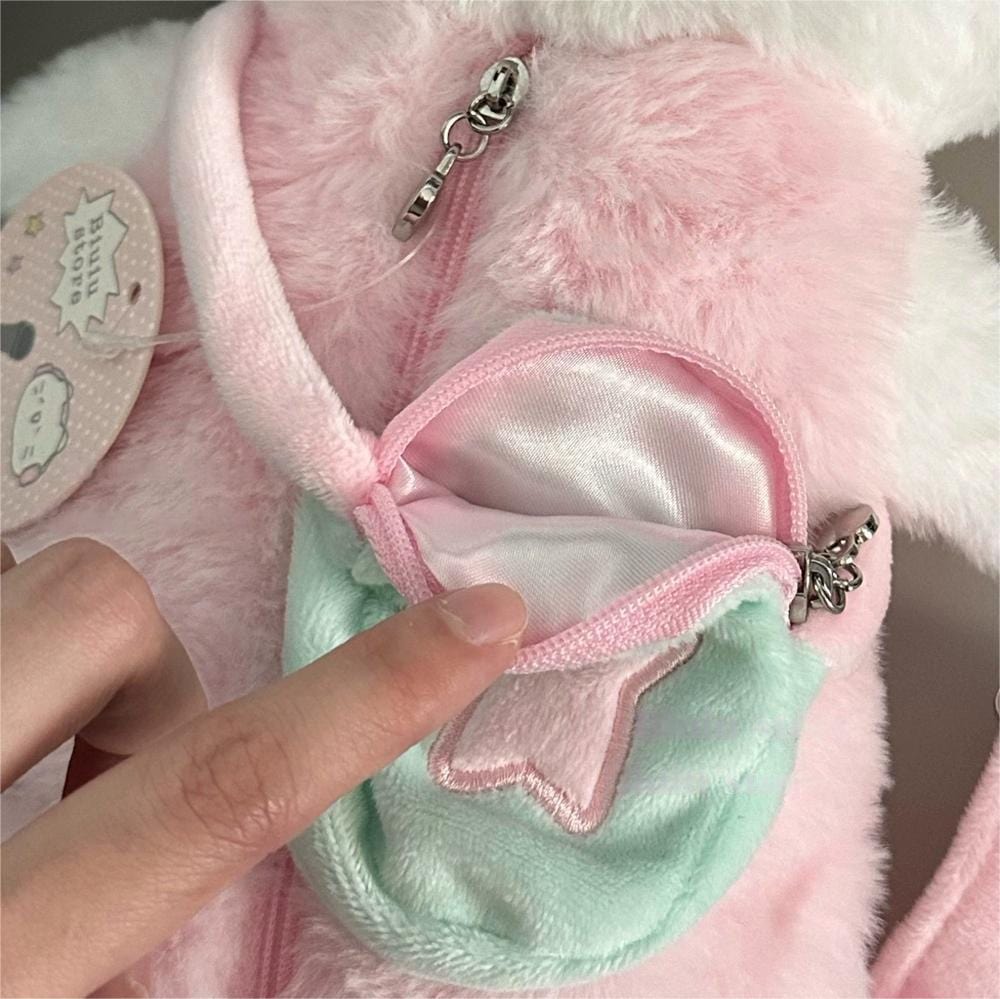 Plush Ribbit Cat Crossbody Bag - ArtGalleryZen