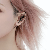 Thumbnail for Punk CZ Inlaid Moon Star Rose Hook Needle Piercing Stud Earring - ArtGalleryZen