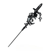 Thumbnail for Punk CZ Inlaid Moon Star Rose Hook Needle Piercing Stud Earring - ArtGalleryZen