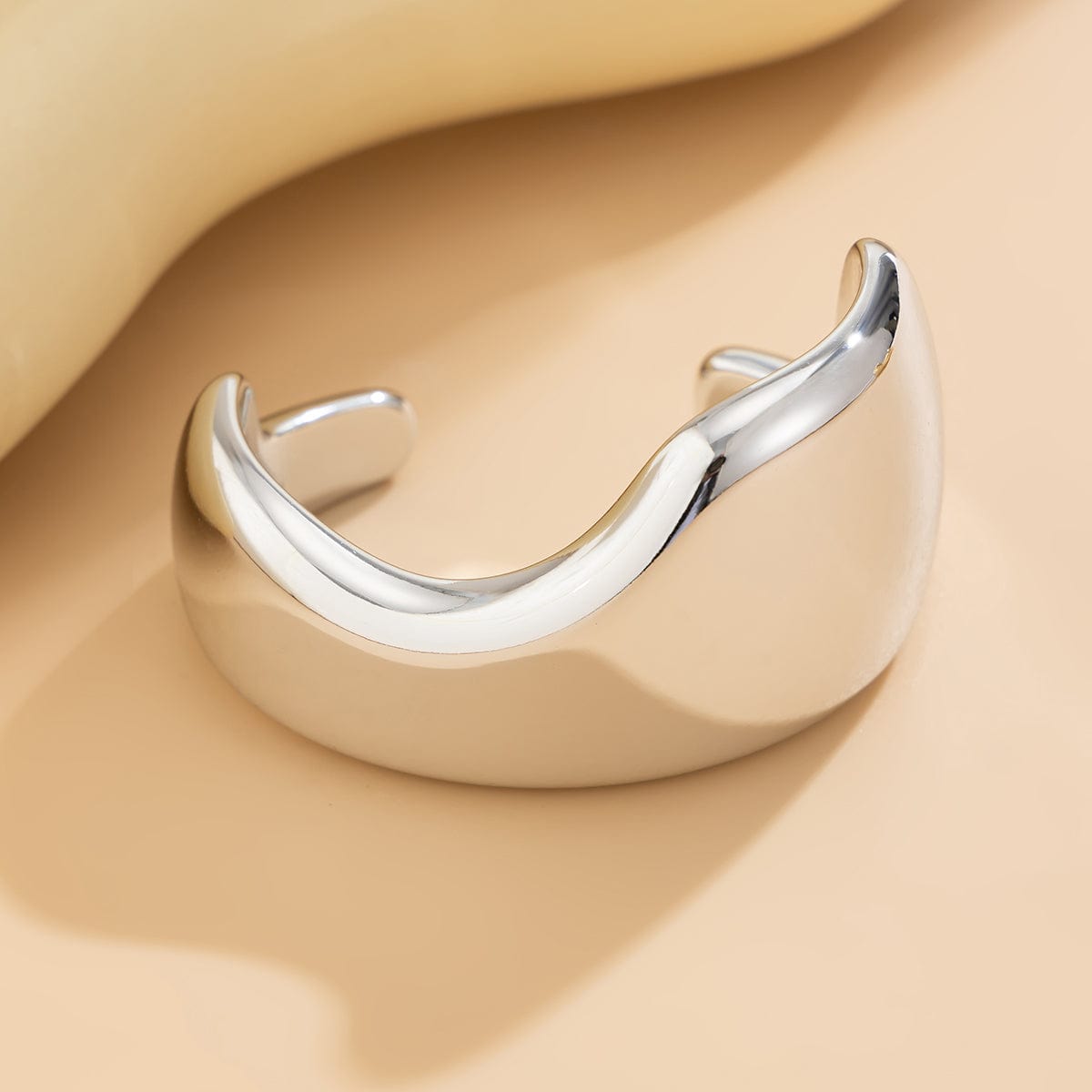 Punk Irregular Curved Glossy Wide Cuff Bangle Bracelet - ArtGalleryZen